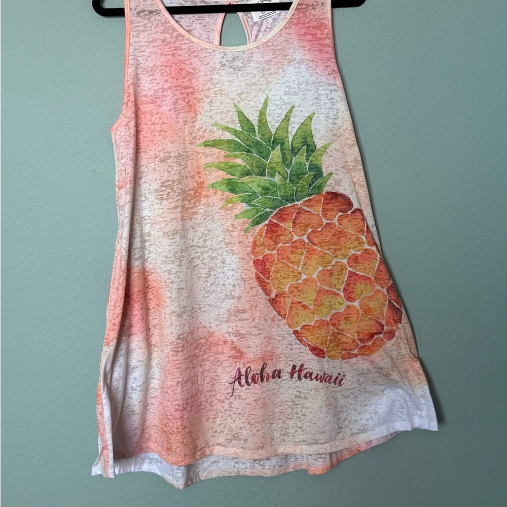Aloha Hawaii Pineapple Print Women’s Tank Dress - Pink & Green